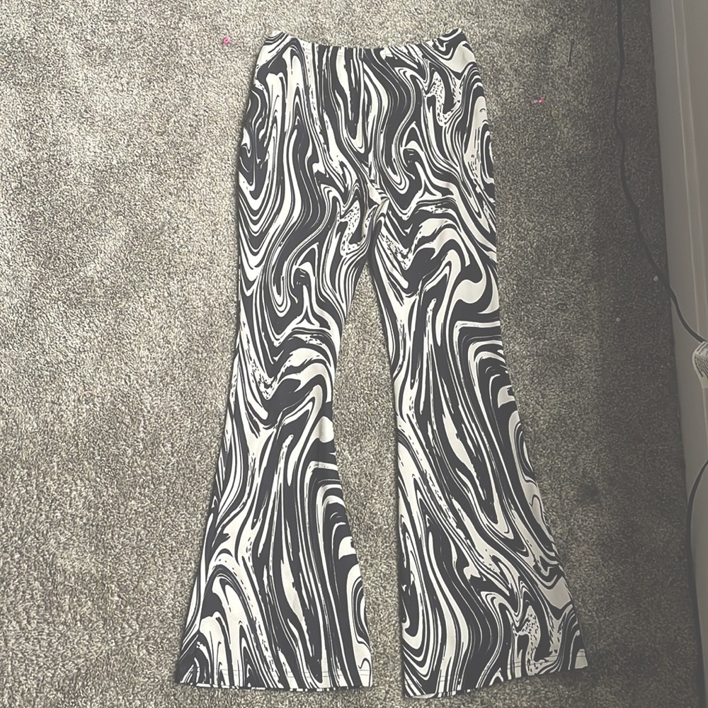 Zebra print cute flare leg pants